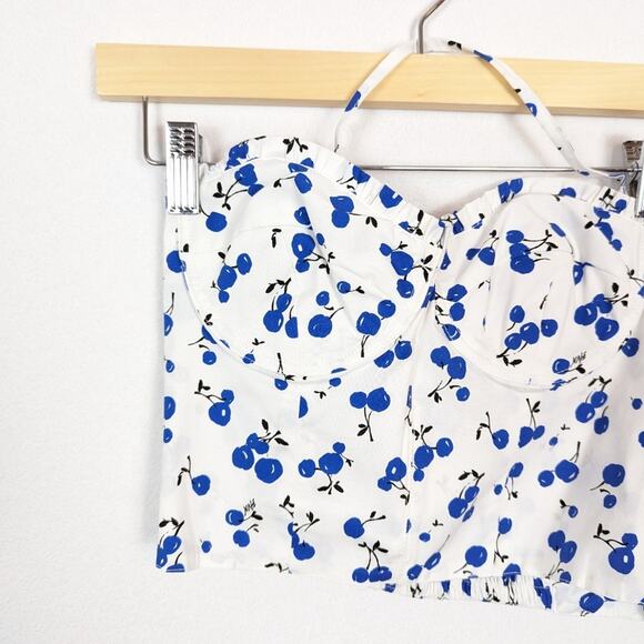 NWT HVN Convertible Cherry Poplin Bella Bustier Crop Top - Picture 3 of 7